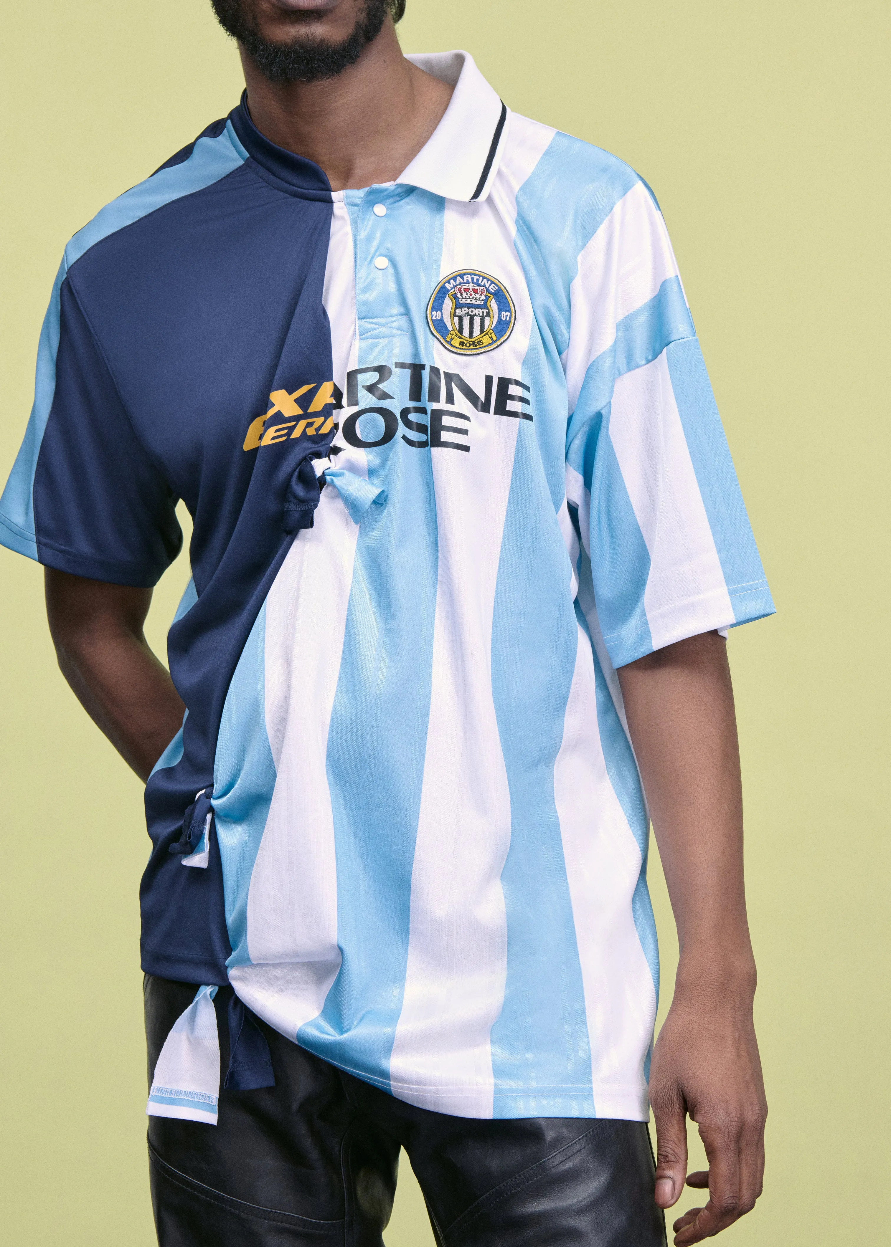 COLLAGE FOOTBALL TOP in BLUE STRIPE sold by Martine Rose product image thumbnail 2