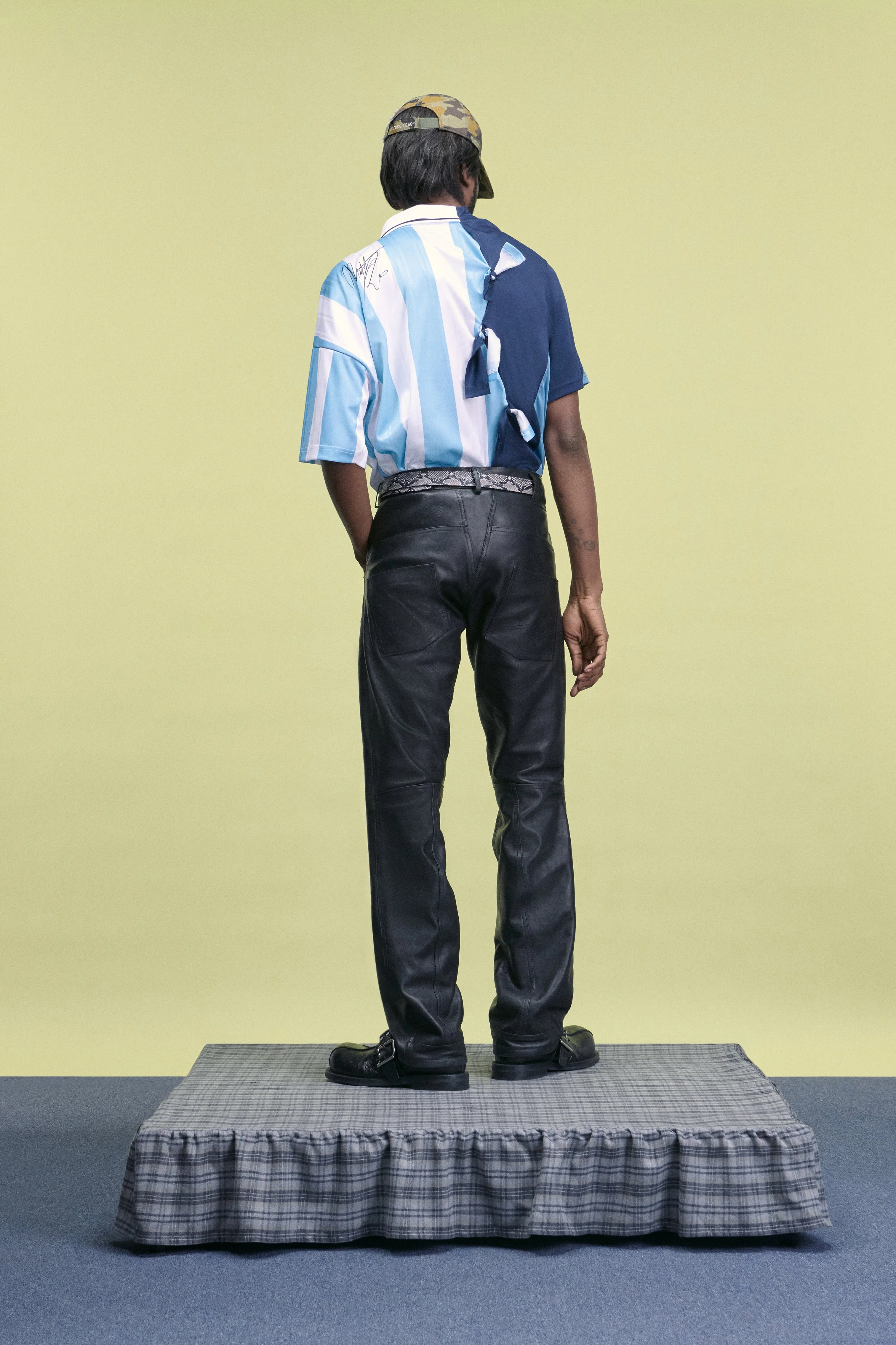 COLLAGE FOOTBALL TOP in BLUE STRIPE sold by Martine Rose product image thumbnail 4