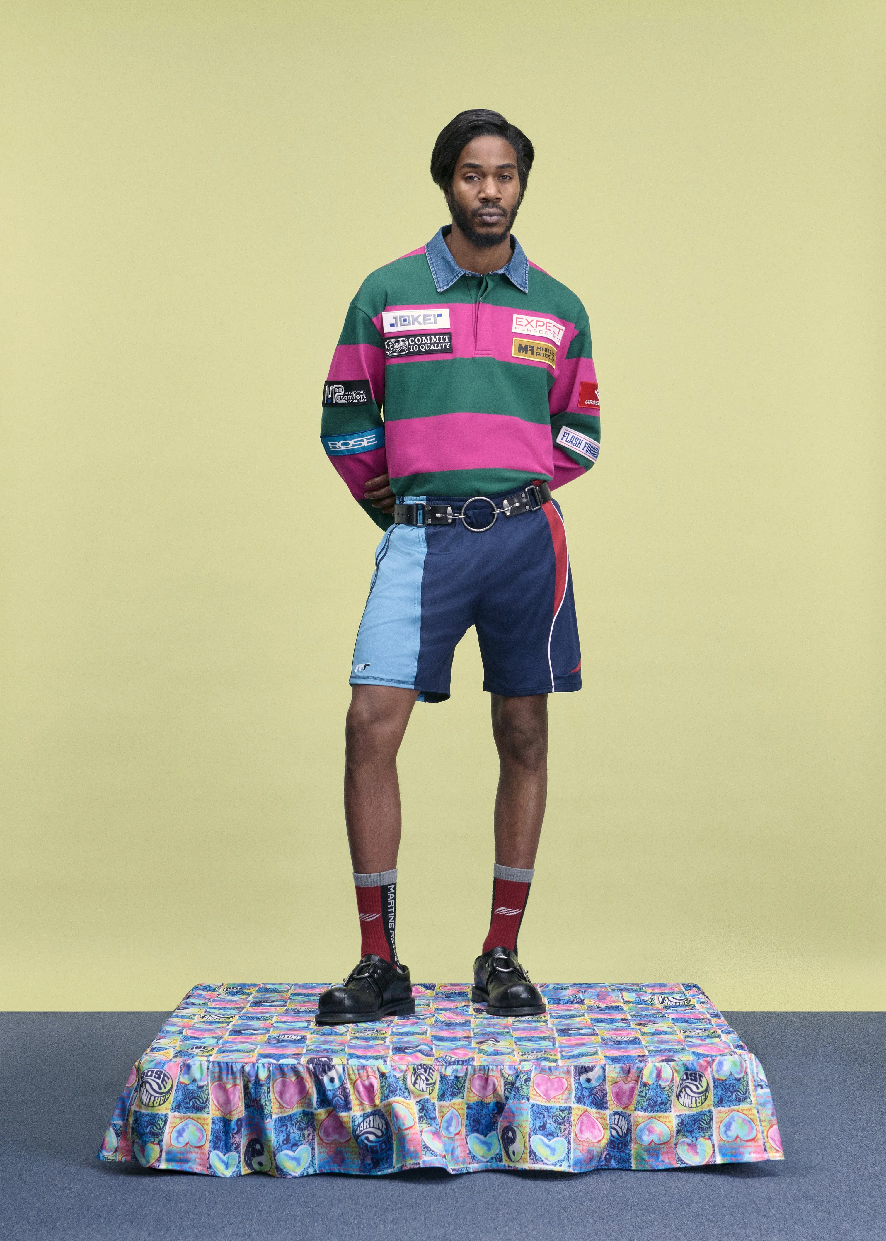 RUGBY POLO in PURPLE & GREEN sold by Martine Rose