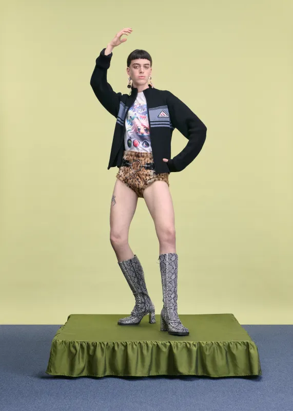 HYBRID TRACK ZIP CARDIGAN in BLACK sold by Martine Rose