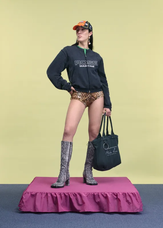 SHRUNKEN ZIP UP CREW in BLACK sold by Martine Rose