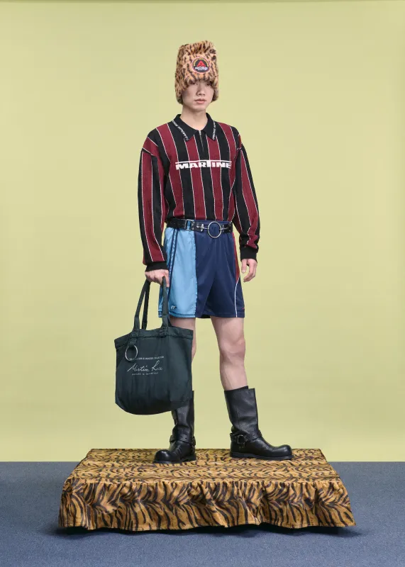 SPORTY LOGO POLO in BLACK & BURGUNDY sold by Martine Rose