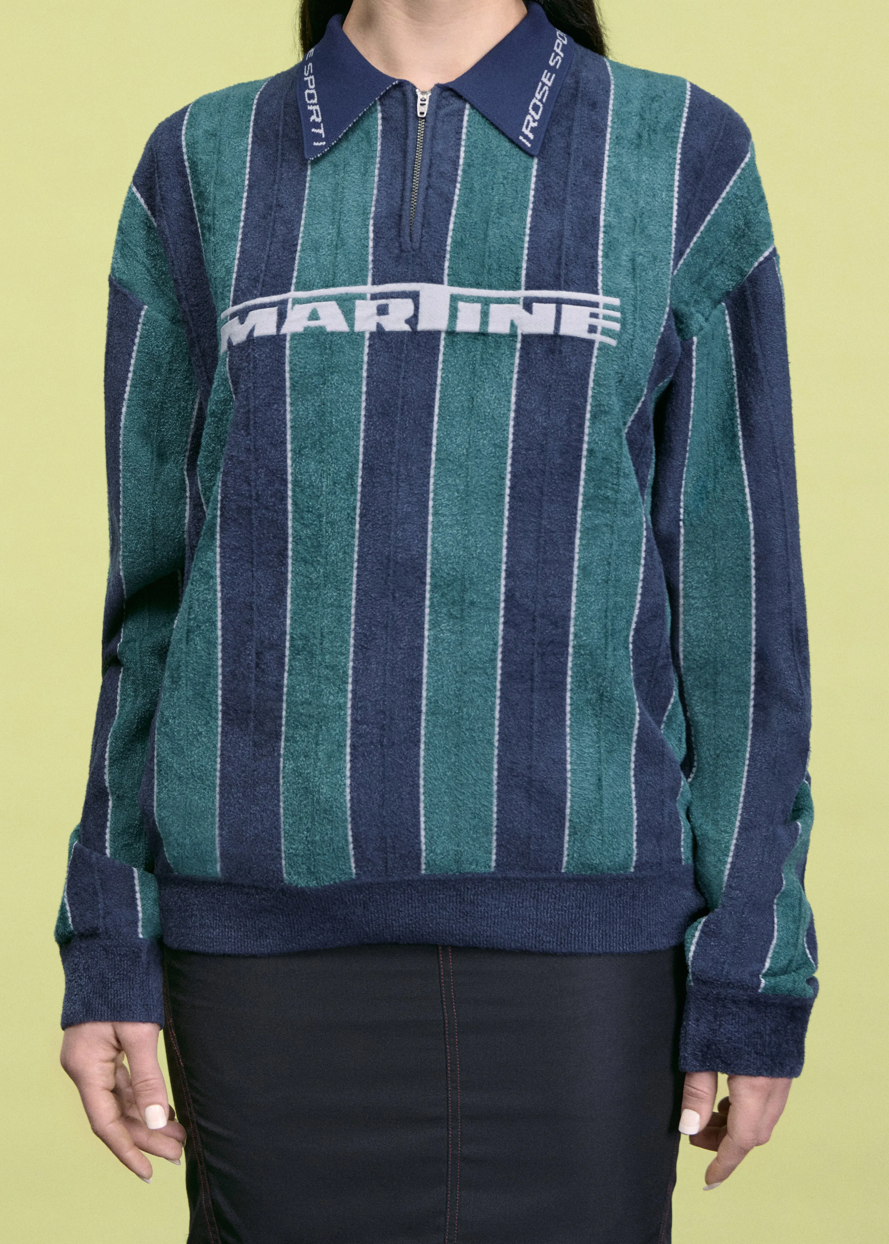 SPORTY LOGO POLO in GREEN & NAVY sold by Martine Rose product image thumbnail 2