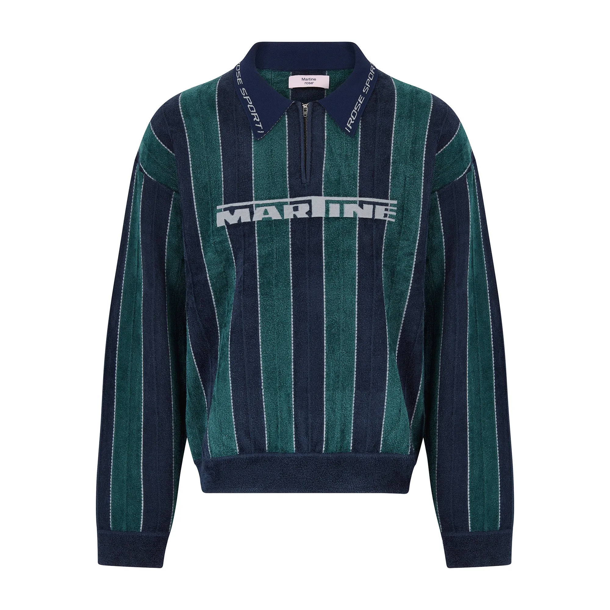SPORTY LOGO POLO in GREEN & NAVY sold by Martine Rose product image thumbnail 4