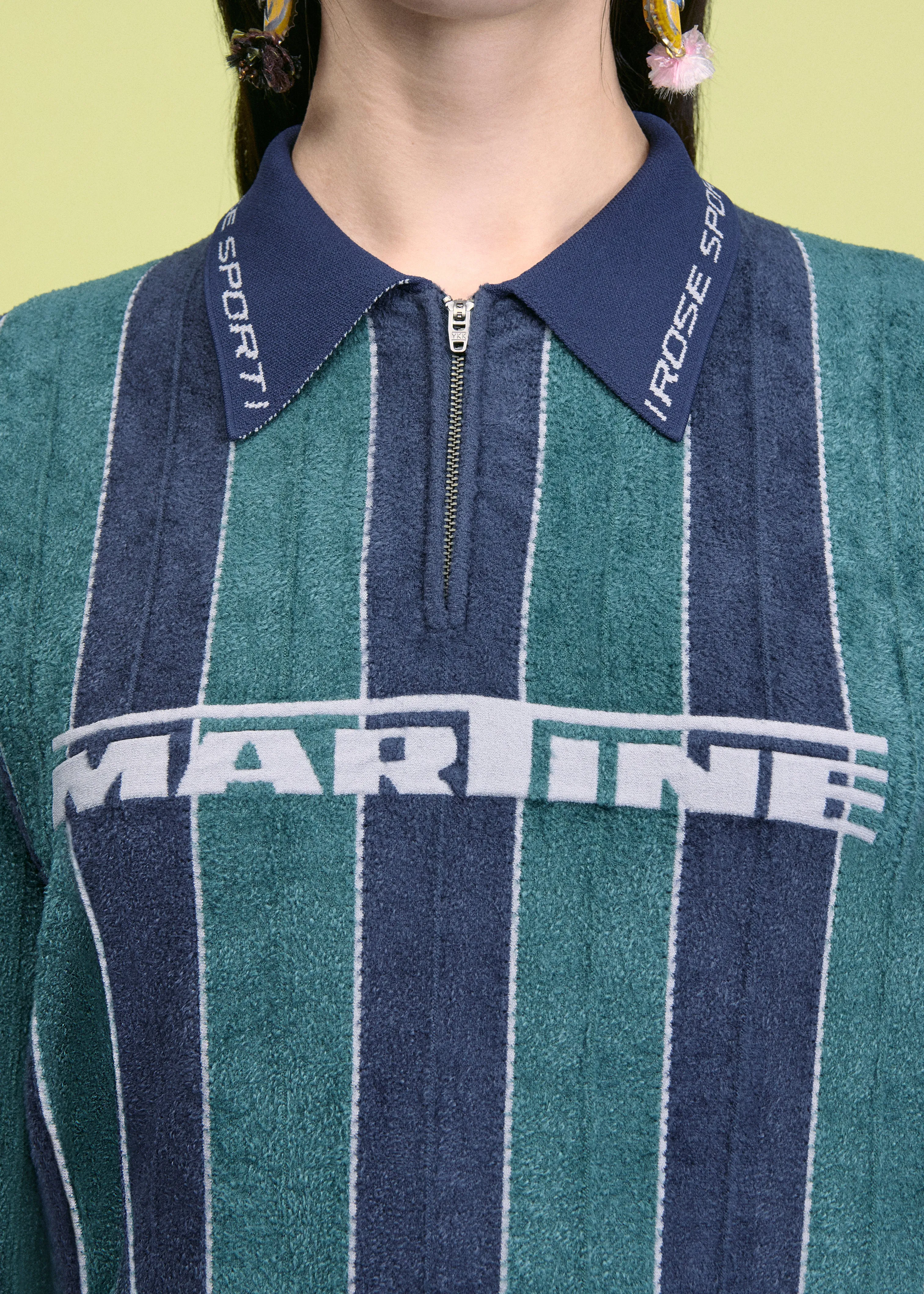 SPORTY LOGO POLO in GREEN & NAVY sold by Martine Rose product image thumbnail 3