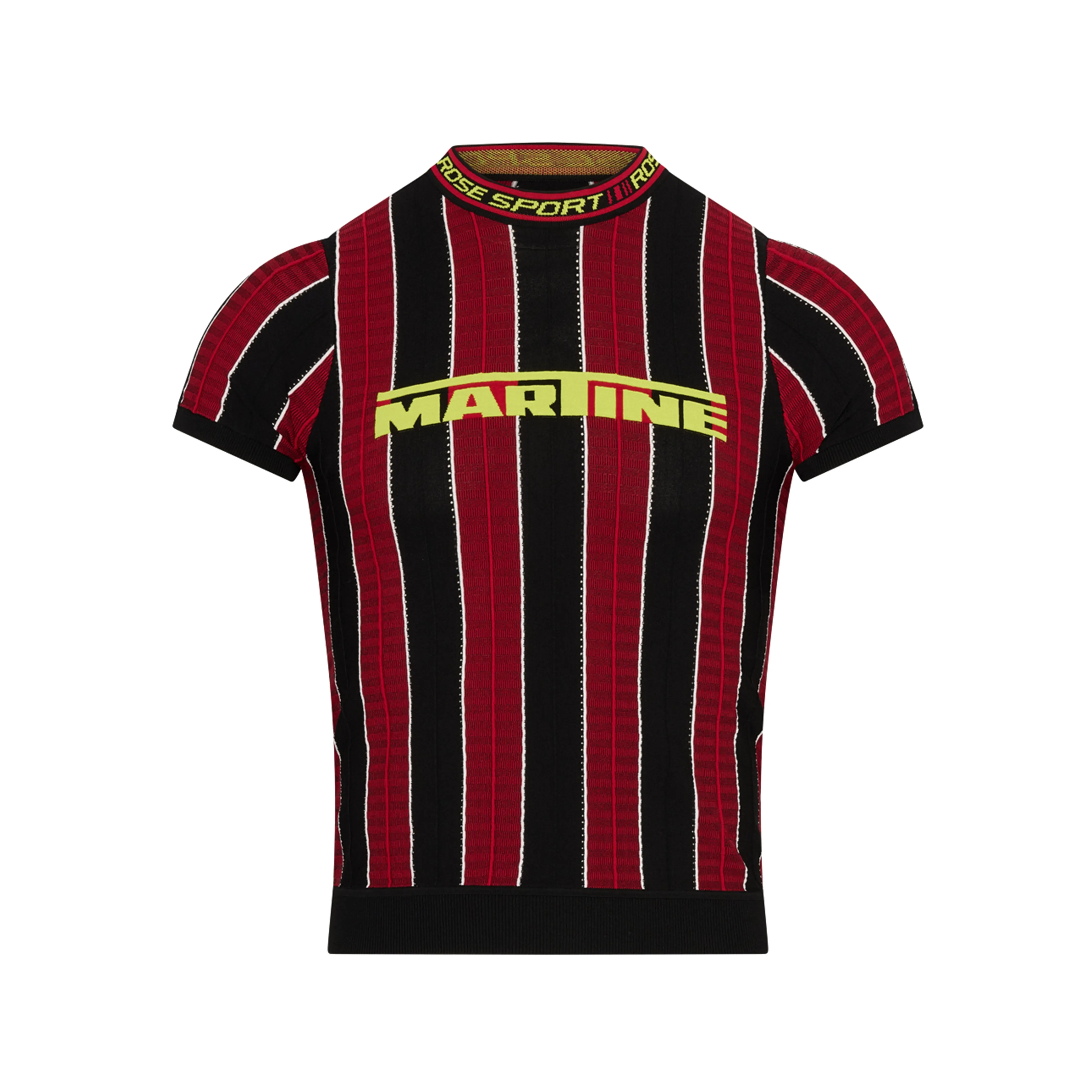 LOGO TIGHT T-SHIRT in RED & BLACK sold by Martine Rose