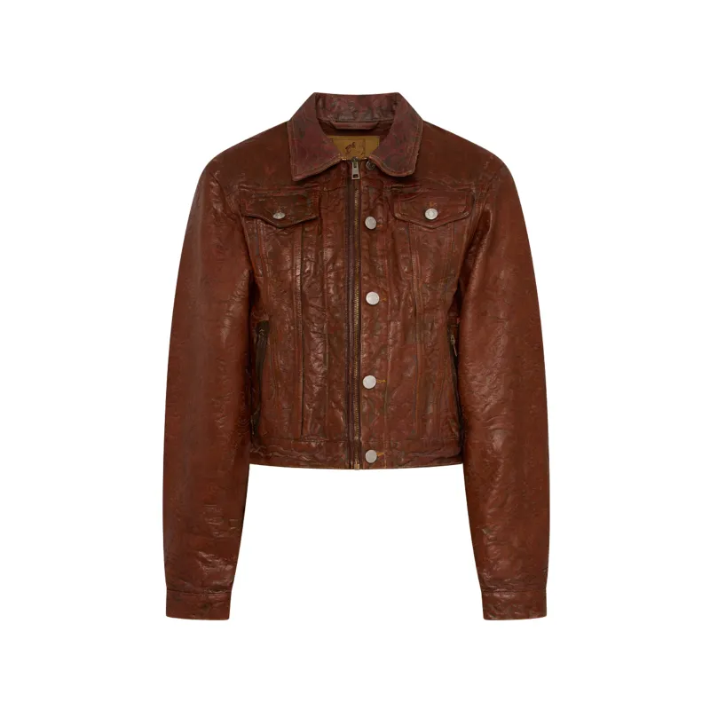 ZIP FRONT DENIM JACKET in BROWN made by Martine Rose