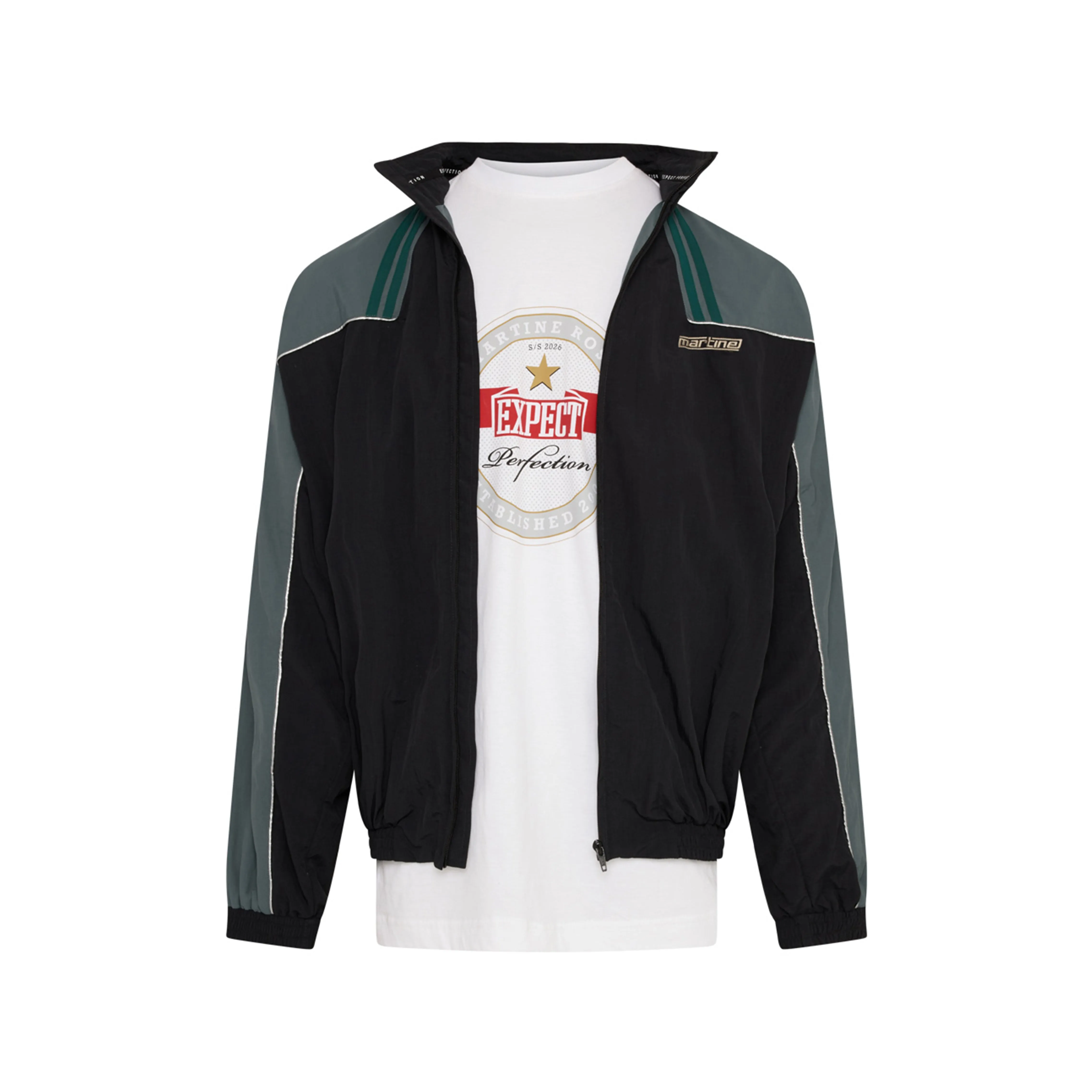 T-LINING TRACK JACKET in BLACK & TEAL sold by Martine Rose