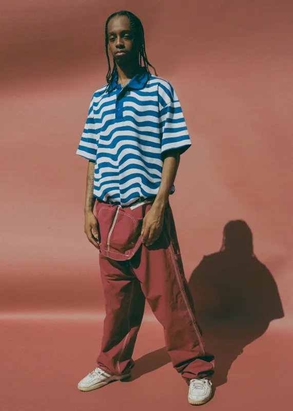 EGO S/S POLO SHIRT in BLUE STRIPE made by Martine Rose