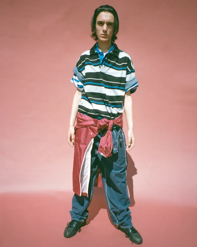 EGO S/S POLO SHIRT in GREY & BLACK STRIPE made by Martine Rose