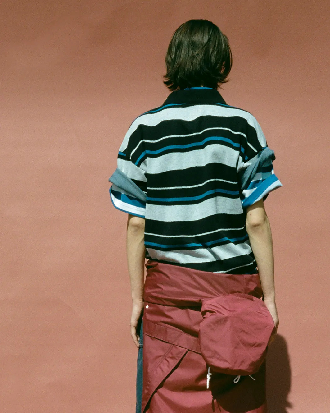 EGO S/S POLO SHIRT in GREY & BLACK STRIPE sold by Martine Rose product image thumbnail 2