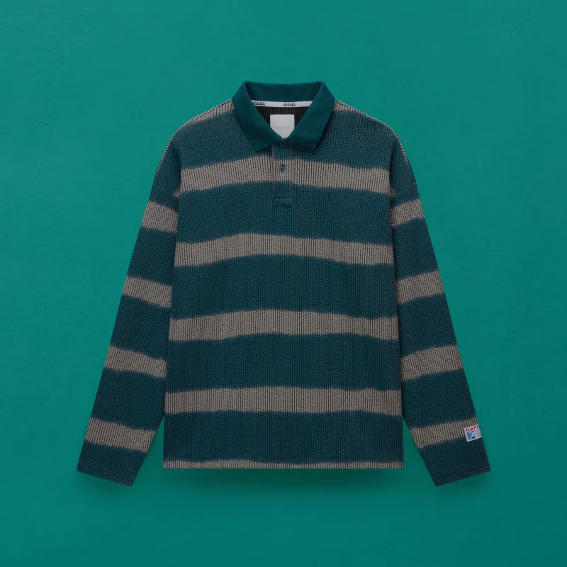 LION LONG SLEEVE POLO SHIRT in STRIPE made by Martine Rose
