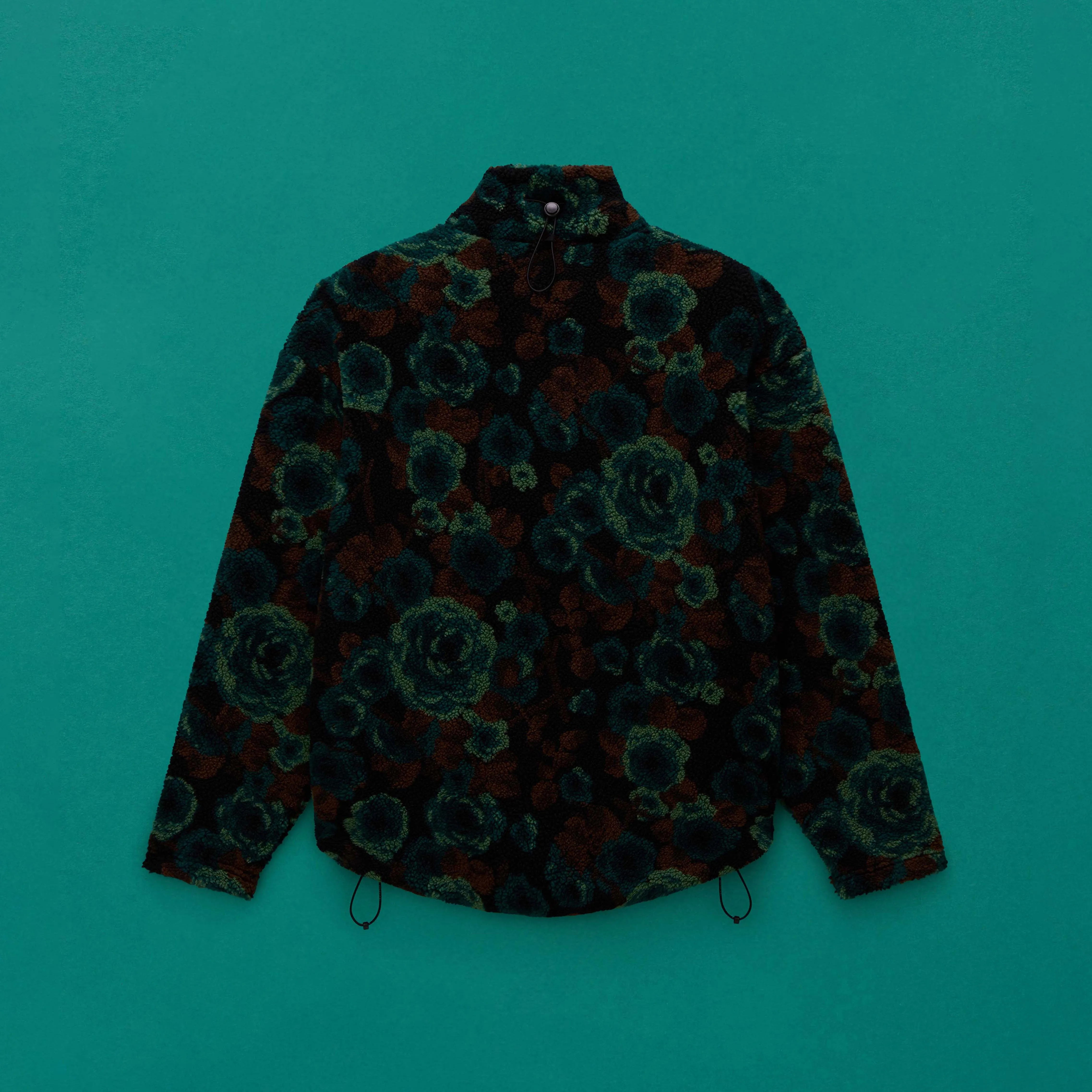 EMIN JACQUARD FULL ZIP FLEECE in TEAL FLORAL sold by Martine Rose product image thumbnail 3