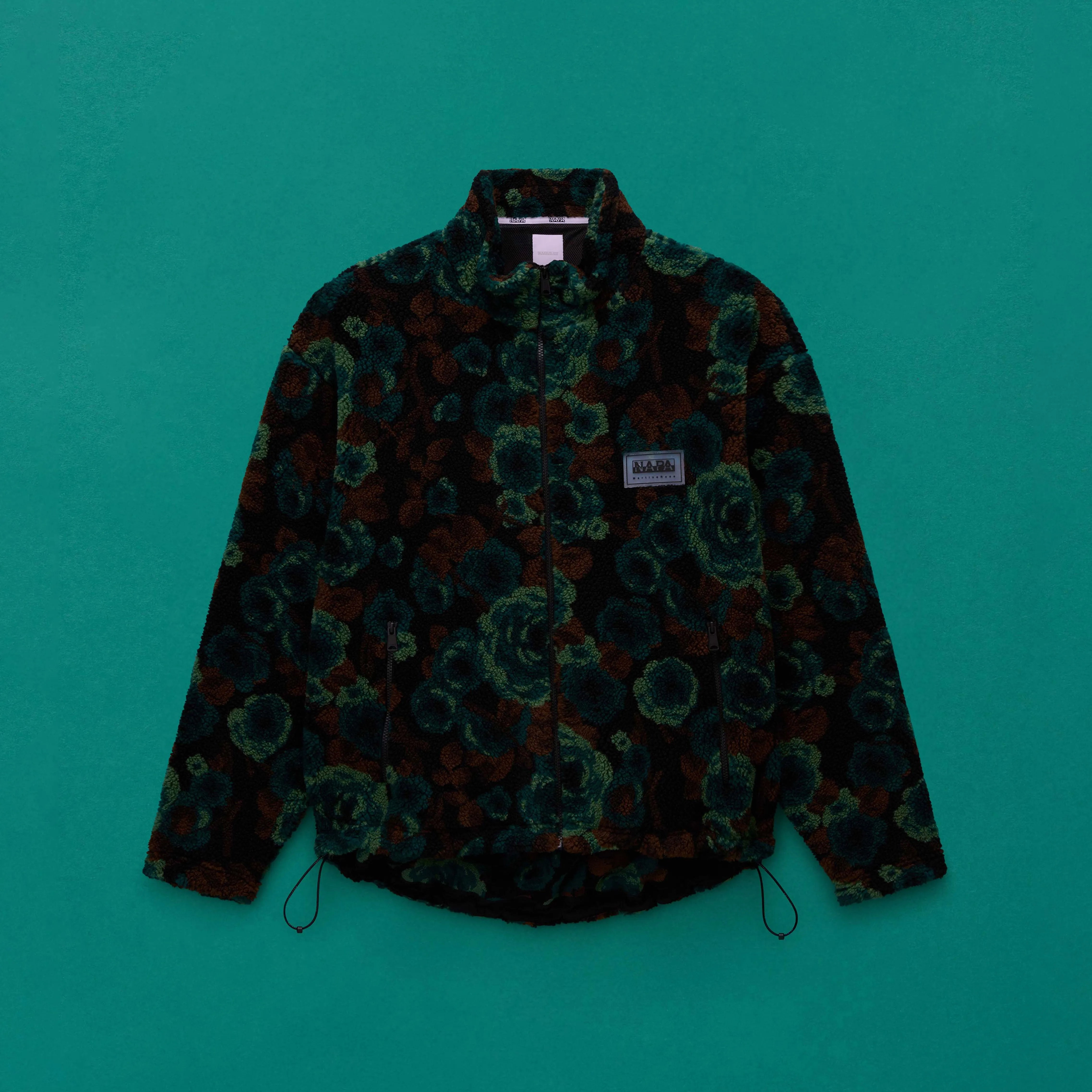 EMIN JACQUARD FULL ZIP FLEECE in TEAL FLORAL sold by Martine Rose product image thumbnail 2