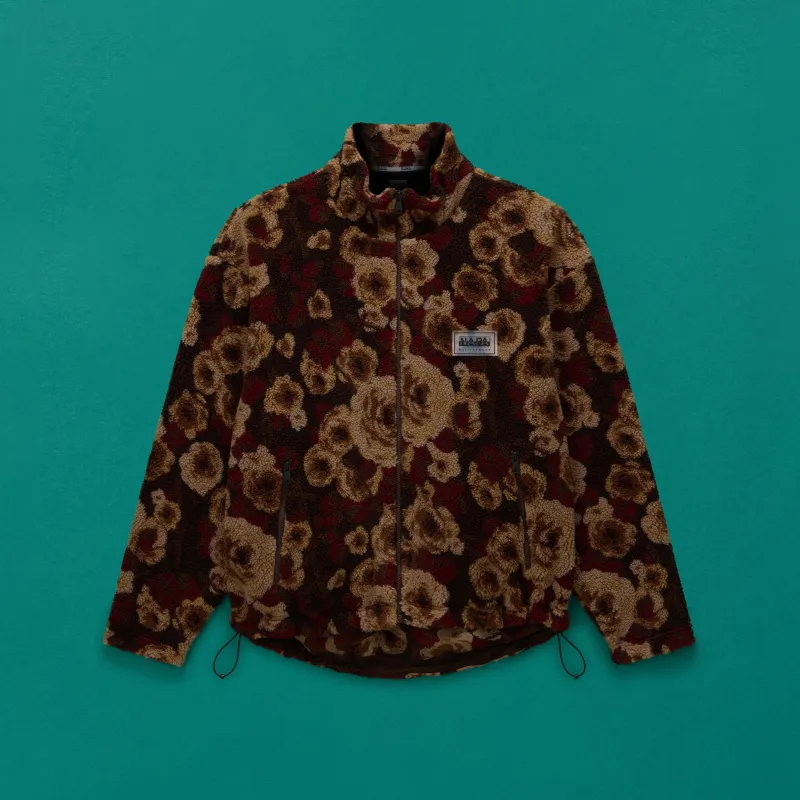 EMIN JACQUARD FULL ZIP FLEECE in BROWN FLORAL made by Martine Rose