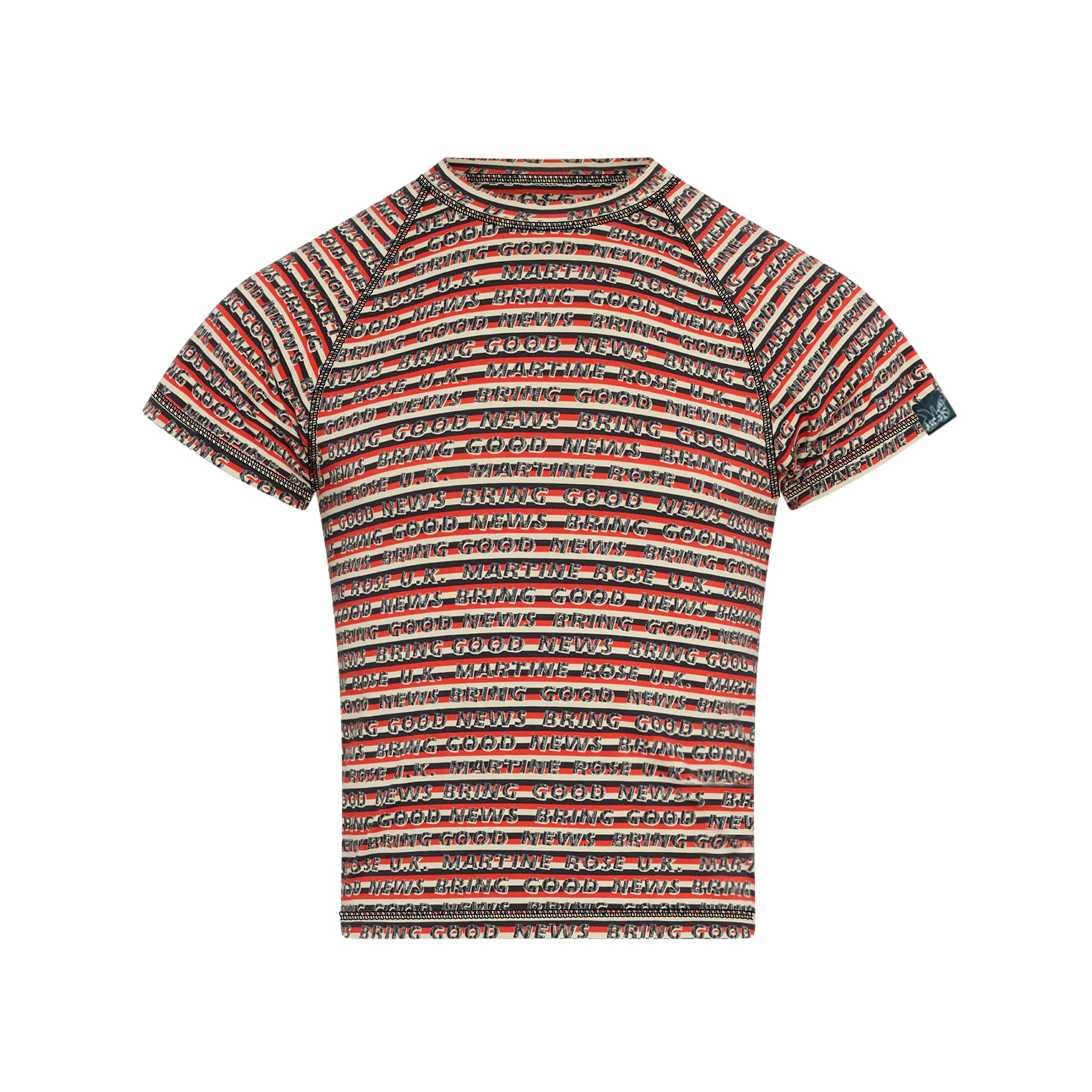 RAGLAN SHRUNKEN T-SHIRT in RED & GREY STRIPE sold by Martine Rose