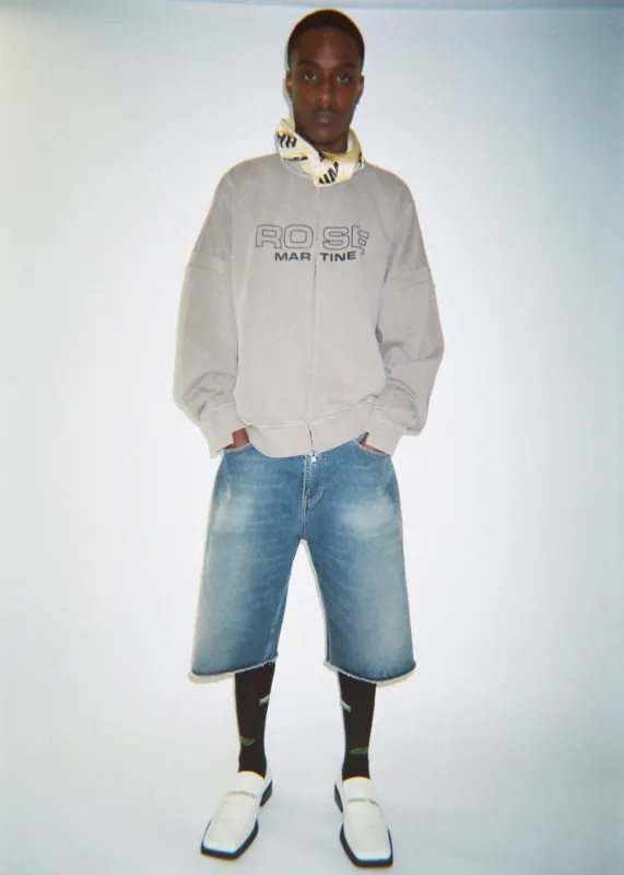 ZIP UP CREW in WASHED SAGE made by Martine Rose