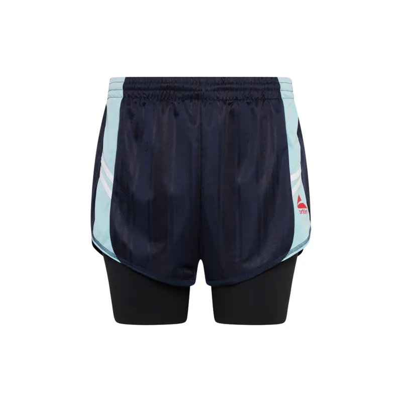 DOUBLE FOOTBALL SHORT in BLUE made by Martine Rose