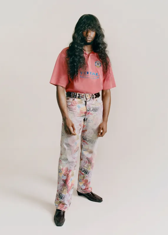 OVERSIZED S/S POLO in WASHED PINK made by Martine Rose