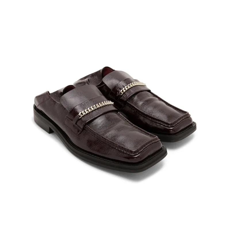 FOLD BACK SQUARE TOE in OXBLOOD RED made by Martine Rose