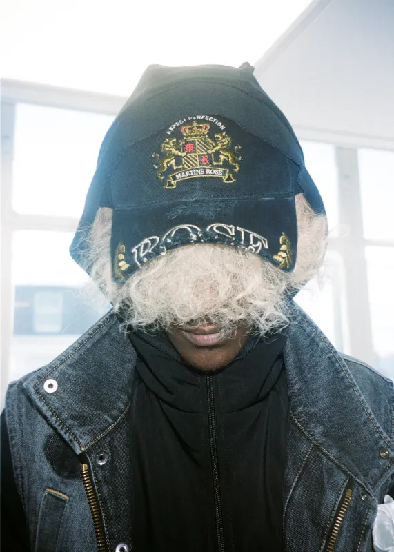 CUT PEAK CAP in WASHED BLACK made by Martine Rose
