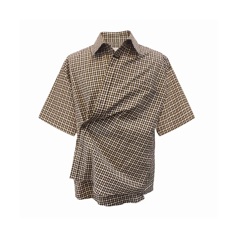 BOXY S/S WRAP SHIRT in BLACK & GREEN CHECK made by Martine Rose