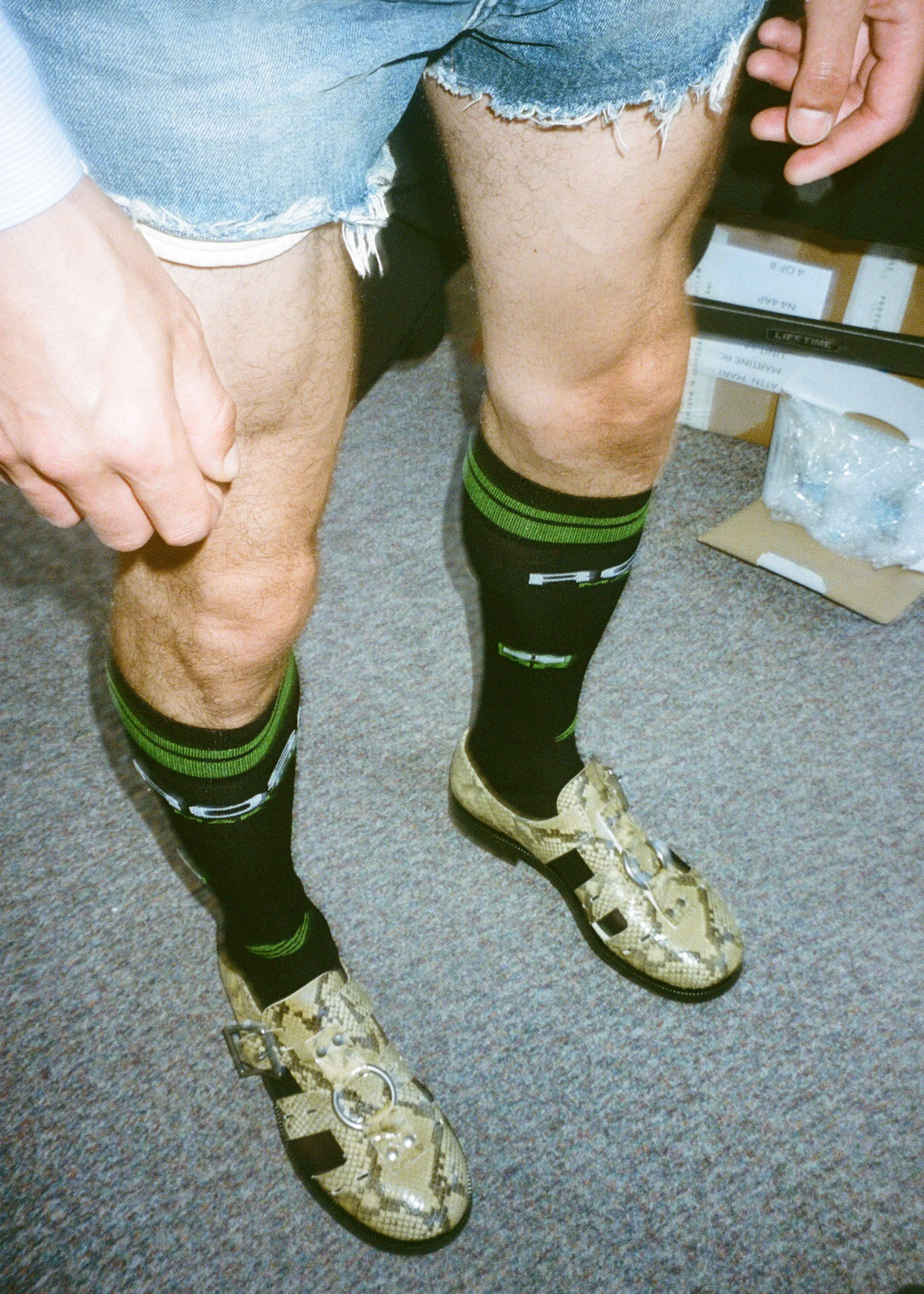 SHEER FOOTBALL SOCK in BLACK sold by Martine Rose