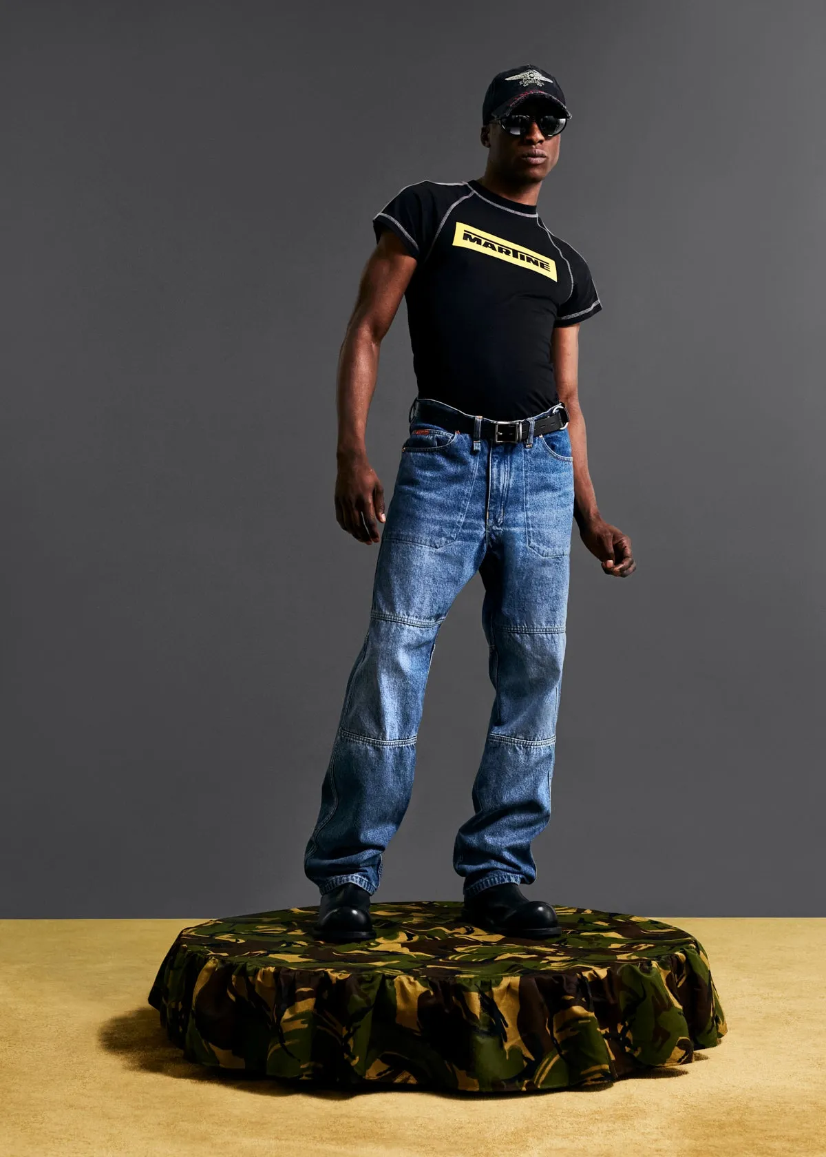 RAGLAN SHRUNKEN T-SHIRT in BLACK sold by Martine Rose