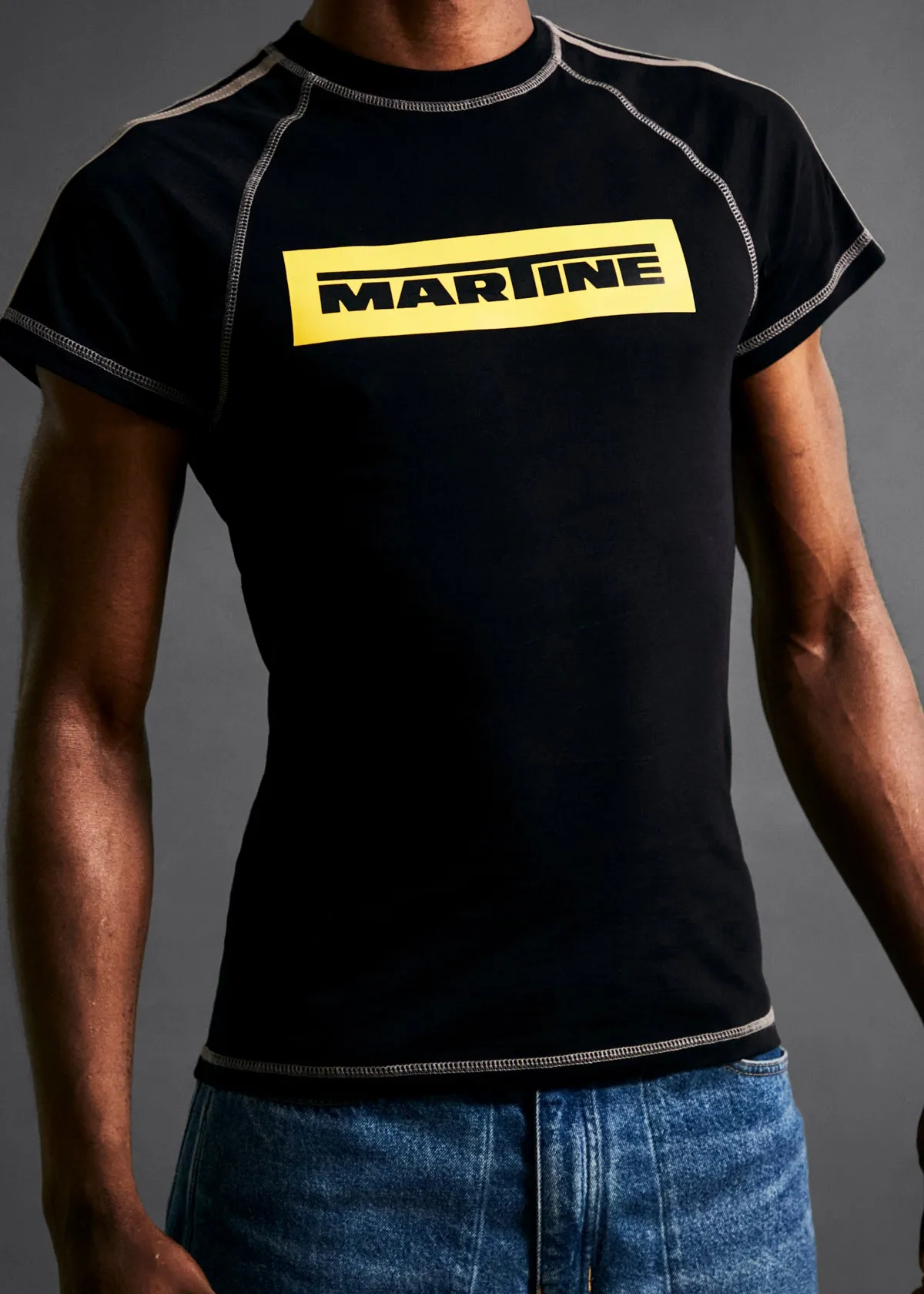 RAGLAN SHRUNKEN T-SHIRT in BLACK sold by Martine Rose product image thumbnail 2