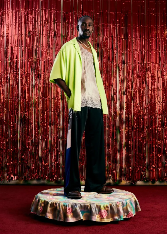 CAMISOLE SHIRT in LIME MULTI sold by Martine Rose