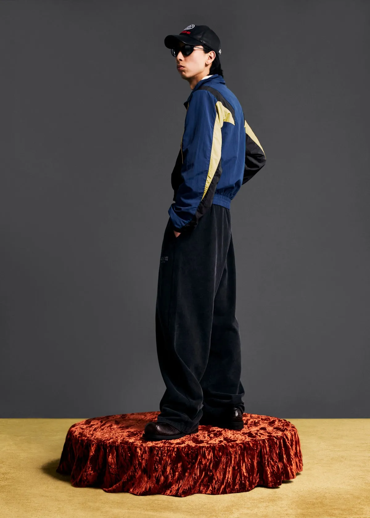 SHRUNKEN TRACK JACKET in BLACK AND YELLOW sold by Martine Rose product image thumbnail 4