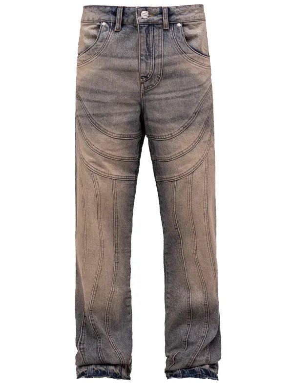 Wave Stitch Denim - Cream Wash sold by reputation studios