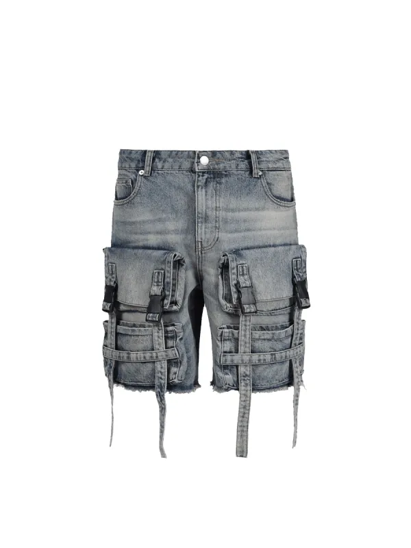 Utility Denim Shorts - Dirty Wash sold by reputation studios