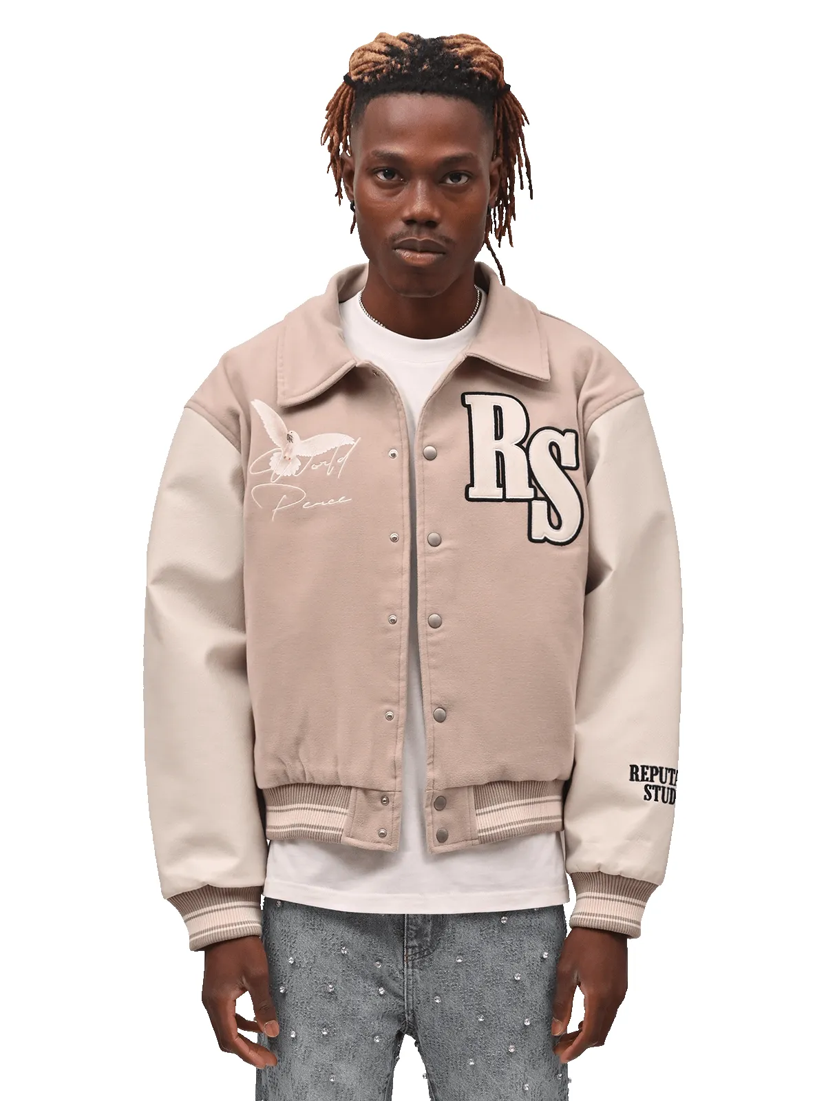 World Peace Varsity Jacket - Taupe sold by reputation studios product image thumbnail 3