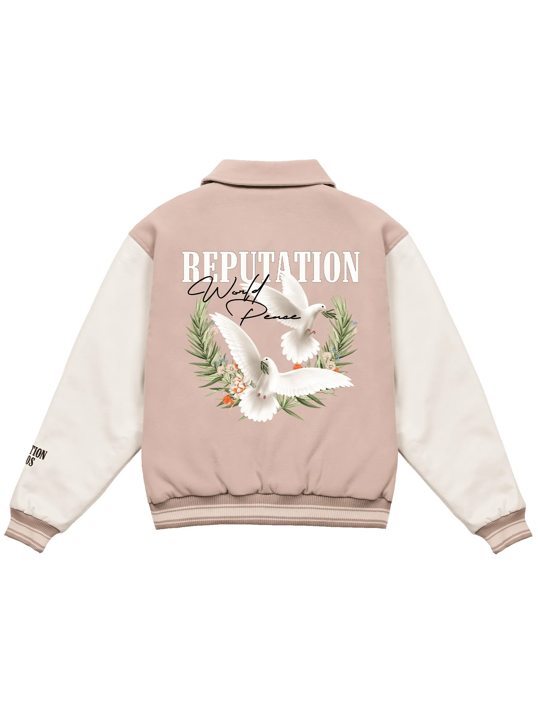 World Peace Varsity Jacket - Taupe sold by reputation studios