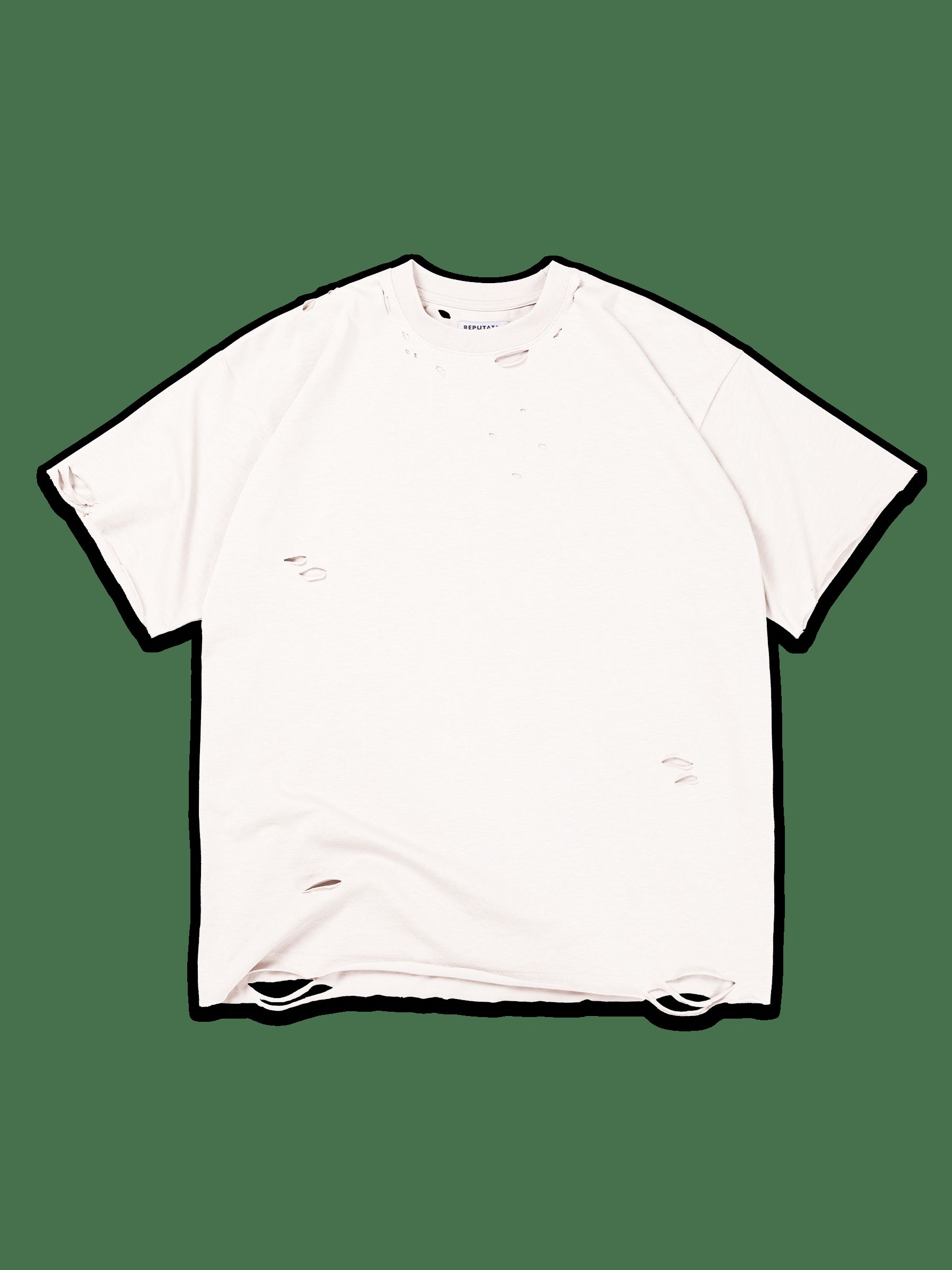 Ripped Oversized Tee - Off White sold by reputation studios