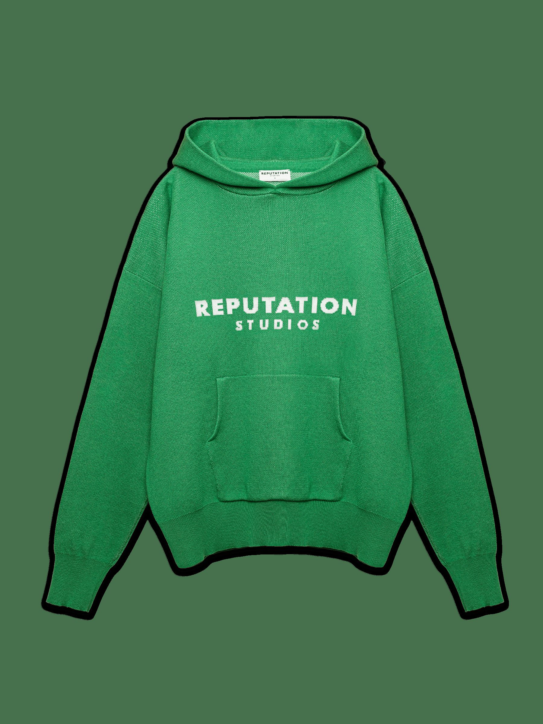 Knit Hoodie - Pine Green sold by reputation studios