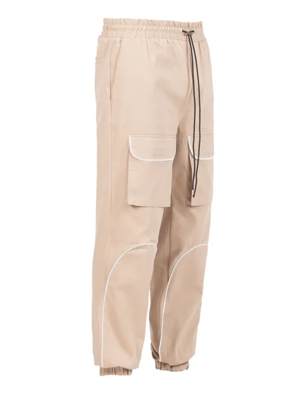 Reflective Front Pocket Pants - Beige sold by reputation studios