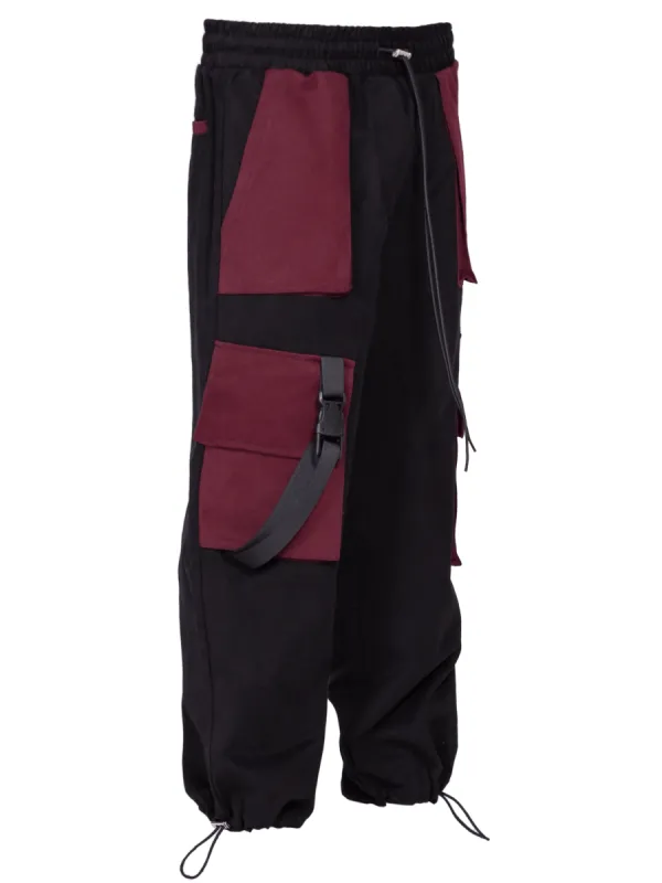 Cropped Cargo Pants - Black / Red made by reputation studios