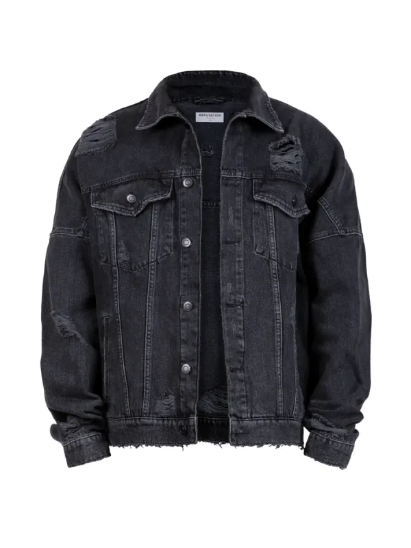 Oversized Denim Jacket - Black sold by reputation studios