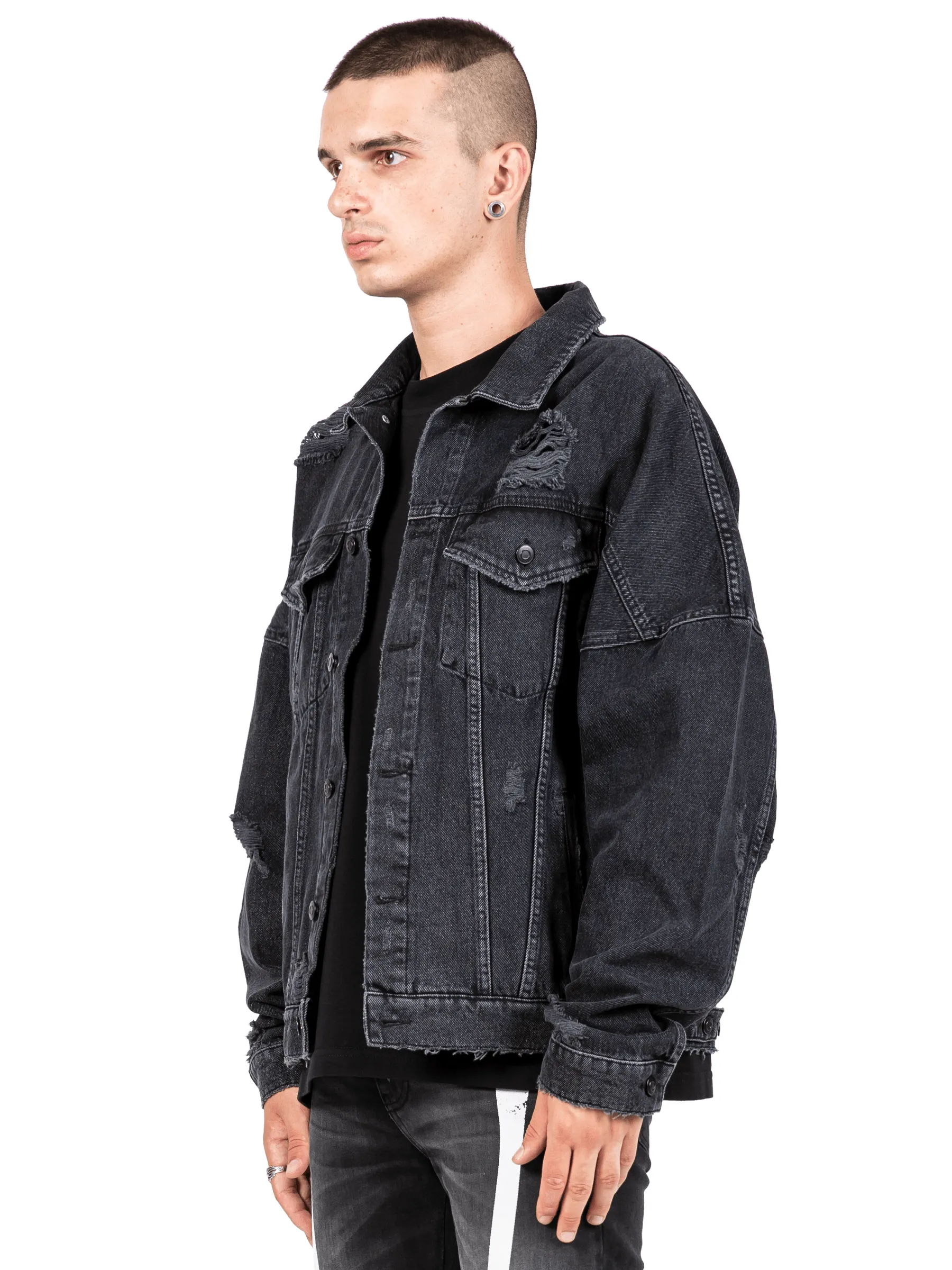 Oversized Denim Jacket - Black sold by reputation studios product image thumbnail 3