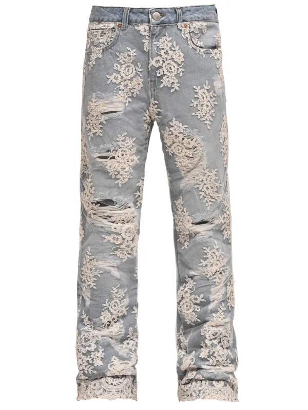 Lace Flare Denim - Light Stone sold by reputation studios
