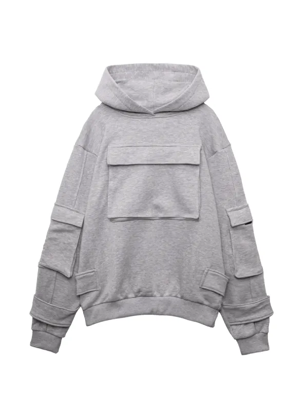 Multi Pocket Hoodie - Heather Grey sold by reputation studios