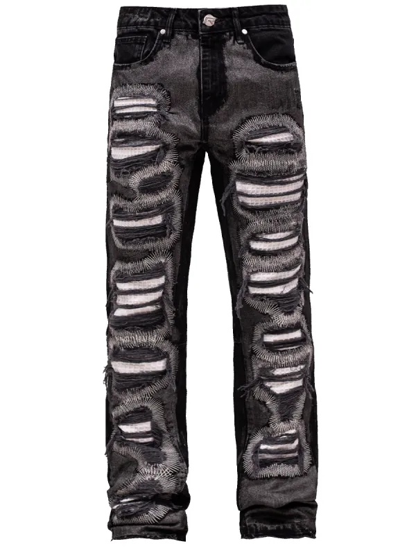 Metallic Flare Denim - Black sold by reputation studios