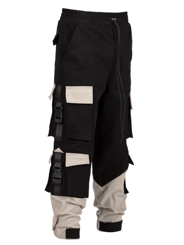 Multi Pocket Cargo Pants - Black / Stone sold by reputation studios