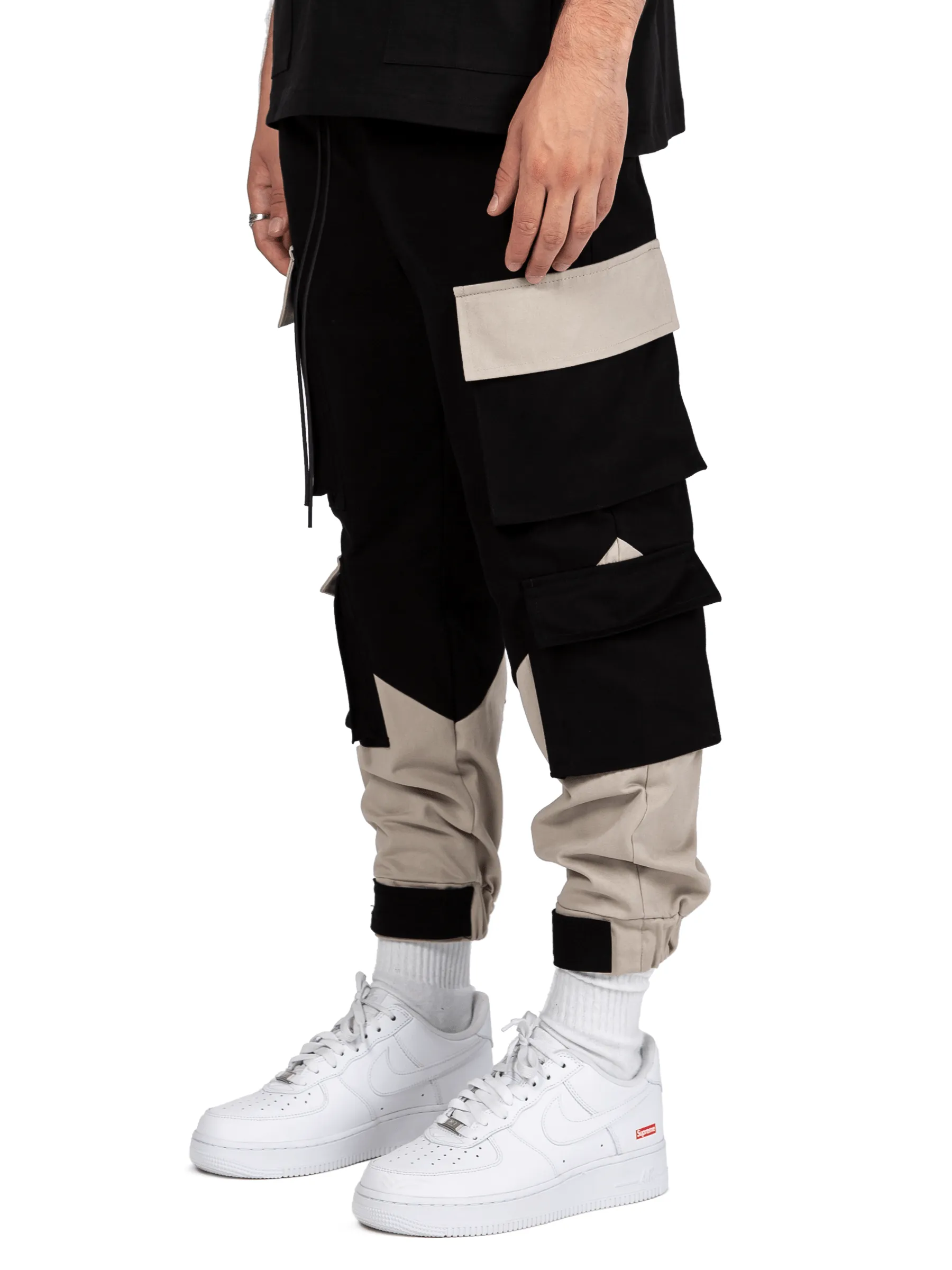 Multi Pocket Cargo Pants - Black / Stone sold by reputation studios product image thumbnail 3