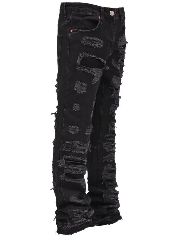 Thrashed Flare Denim - Black sold by reputation studios