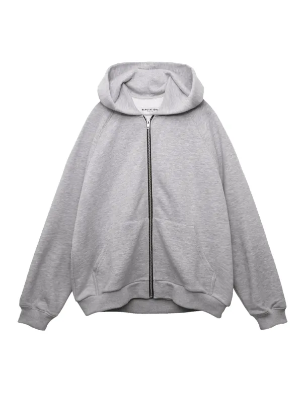 Oversized Zipper Hoodie - Heather Grey sold by reputation studios