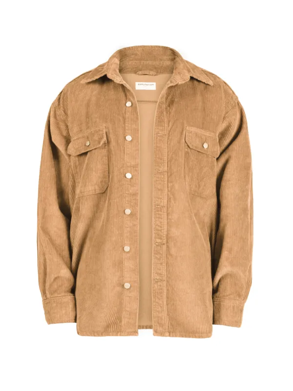 Oversized Cord Shirt - Beige sold by reputation studios