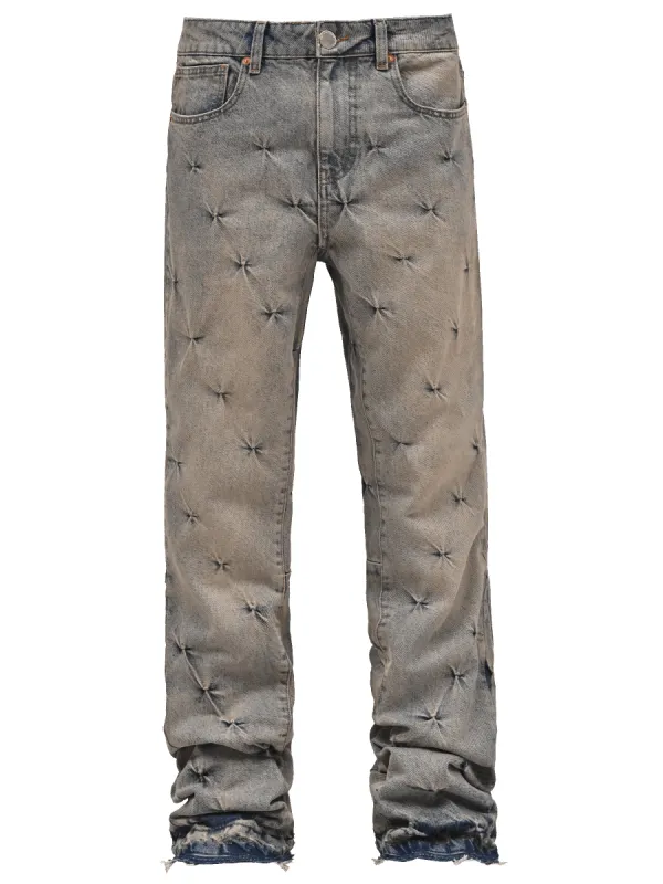 Pinched Flare Denim - Cream Wash sold by reputation studios